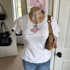 y2k 2000s Abercrombie I heart law students graphic spellout baby tee